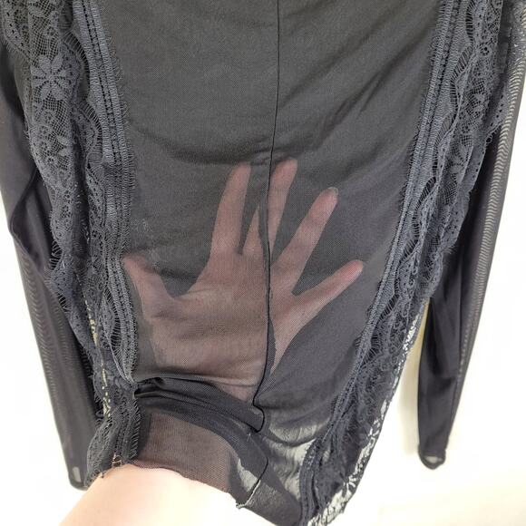 BKE Boutique sheer black lace long sleeved top XL goth fairy grunge regencycore - Picture 6 of 8